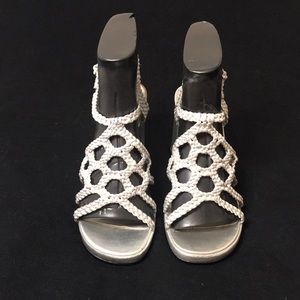 Studio HD2 silver braided strappy heels size 5.5
